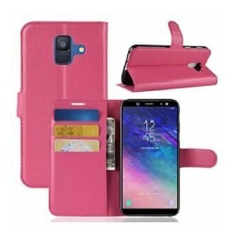 Samsung A6 2018 Hoesje Met Pasjeshouder Bookcase Roze