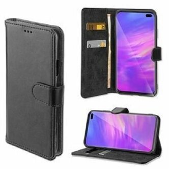 Samsung S10 PLUS Hoesje Met Pasjeshouder Bookcase Zwart