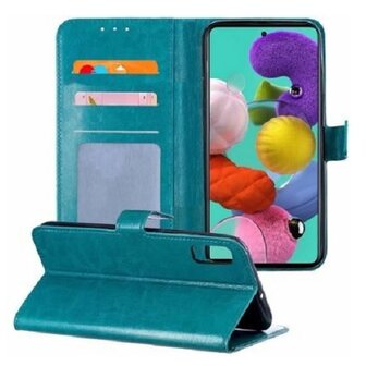 Samsung M30 Hoesje Met Pasjeshouder Bookcase Turquoise