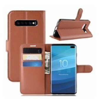 Samsung S10 PLUS Hoesje Met Pasjeshouder Bookcase Bruin