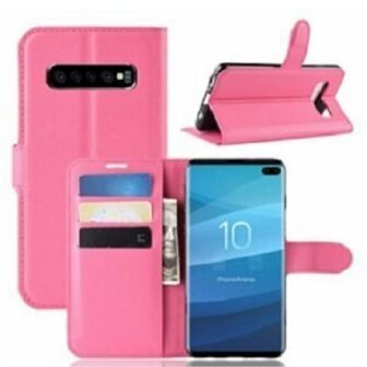 Samsung S10 PLUS Hoesje Met Pasjeshouder Bookcase Roze