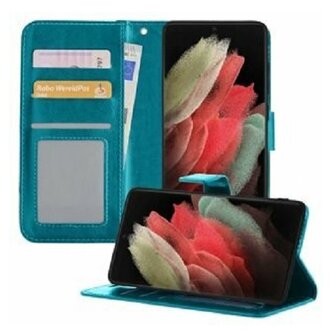 Samsung Galaxy S21 Ultra Hoesje Met Pasjeshouder Bookcase Turquoise
