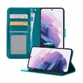 Samsung Galaxy S21 Hoesje Met Pasjeshouder Bookcase Turquoise