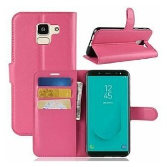 Samsung J6 2018 Hoesje Met Pasjeshouder Bookcase Roze