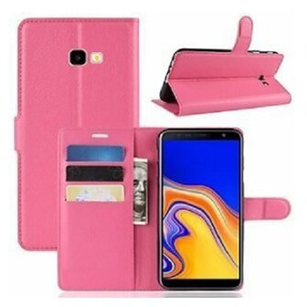 Samsung J4 Plus Hoesje Met Pasjeshouder Bookcase Roze