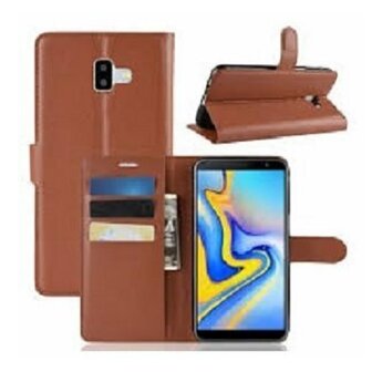 Samsung J6 Plus Hoesje Met Pasjeshouder Bookcase Bruin