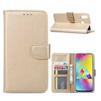 Samsung M20 Hoesje Met Pasjeshouder Bookcase Goud