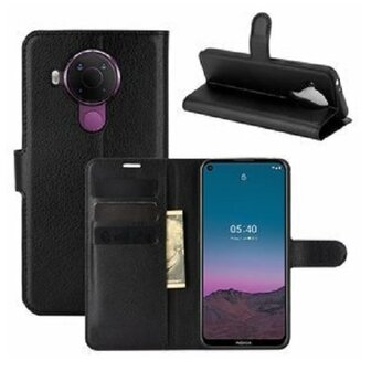 Nokia 5.4 Hoesje Met Pasjeshouder Bookcase Zwart