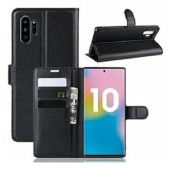 Samsung Note 10 Plus Hoesje Met Pasjeshouder Bookcase Zwart