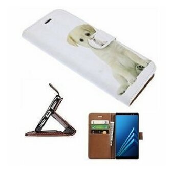 Samsung A8 2018 Hoesje Met Pasjeshouder Bookcase Puppy