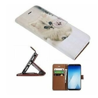 Samsung A5 2018 Hoesje Met Pasjeshouder Bookcase Poes