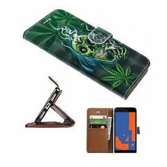 Samsung J4 2018 Hoesje Met Pasjeshouder Bookcase Cannabis