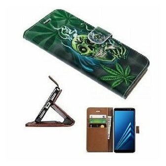 Samsung  A8 2018 Hoesje Met Pasjeshouder Bookcase Cannabis