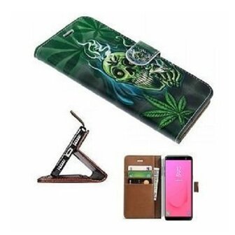 Samsung J8 2018 Hoesje Met Pasjeshouder Bookcase Cannabis