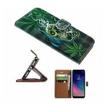 Samsung A6 2018 Hoesje Met Pasjeshouder Bookcase Cannabis