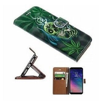 Samsung A6 Plus Hoesje Met Pasjeshouder Bookcase Cannabis