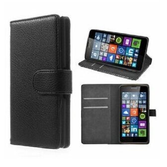 Microsoft Lumia 640 XL Hoesje Met Pasjeshouder Bookcase Zwart