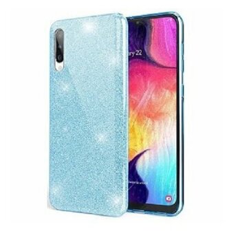 Samsung A70 Siliconen Glitter Hoesje Blauw
