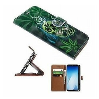 Samsung A5 2018 Hoesje Met Pasjeshouder Bookcase Cannabis