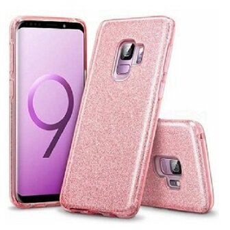 Samsung S9 PLUS Siliconen Glitter Hoesje Roze