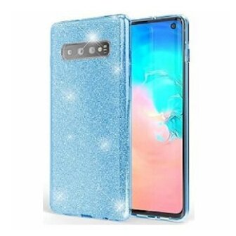 Samsung S10 Siliconen Glitter Hoesje Blauw