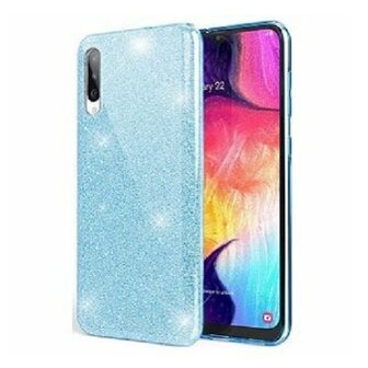Samsung A50 Siliconen Glitter Hoesje Blauw
