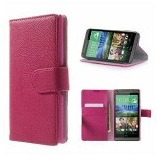 HTC Desire 816 Hoesje Met Pasjeshouder Bookcase Roze