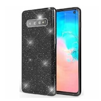 Samsung S10 Siliconen Glitter Hoesje zwart