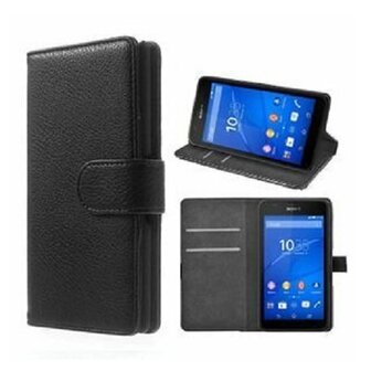 Sony Xperia E4G Hoesje Met Pasjeshouder Bookcase Zwart