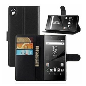 Sony Xperia Z5 Hoesje Met Pasjeshouder Bookcase Zwart