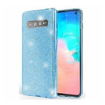 Samsung S10 Plus Siliconen Glitter Hoesje Blauw