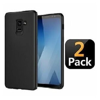 Samsung A8 2018 Hoesje TPU Siliconen Zwart 2 STUKS