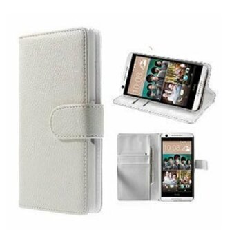 HTC Desire 626 Hoesje Met Pasjeshouder Bookcase Wit