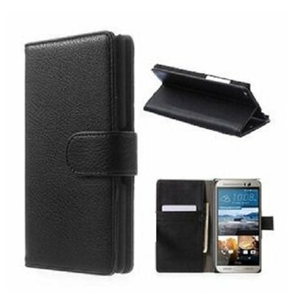 HTC One M9 PLUS Hoesje Met Pasjeshouder Bookcase Zwart