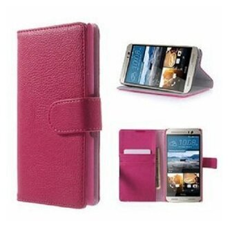 HTC One M9 PLUS Hoesje Met Pasjeshouder Bookcase Roze