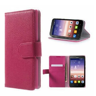 Huawei Y625 Hoesje Met Pasjeshouder Bookcase Roze