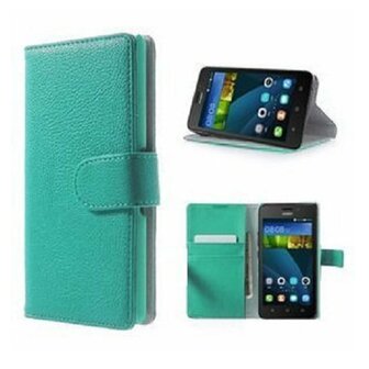 Huawei Y635 Hoesje Met Pasjeshouder Bookcase Turquoise