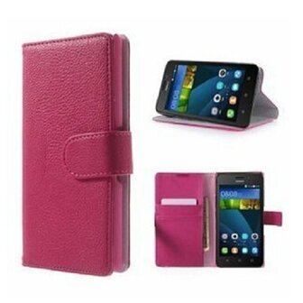 Huawei Y635 Hoesje Met Pasjeshouder Bookcase Roze