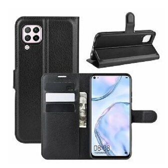 Huawei P40 Lite Hoesje Met Pasjeshouder Bookcase Zwart