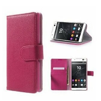 Sony Xperia C5 Ultra Hoesje Met Pasjeshouder Bookcase Roze
