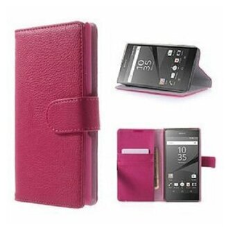 Sony Xperia Z5 Premium Hoesje Met Pasjeshouder Bookcase Roze