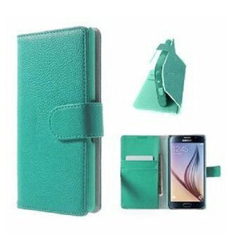 Samsung S6 Hoesje Met Pasjeshouder Bookcase Turquoise