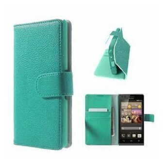 Huawei G6 4G LTE Hoesje Met Pasjeshouder Bookcase Turquoise