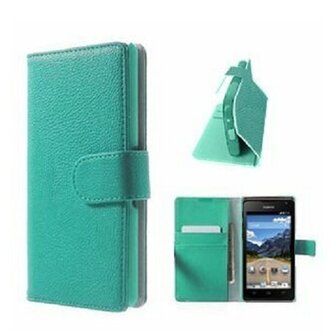 Huawei Y530 Hoesje Met Pasjeshouder Bookcase Turquoise
