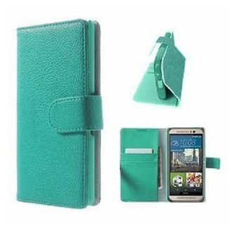 HTC One M9 Hoesje Met Pasjeshouder Bookcase Turquoise