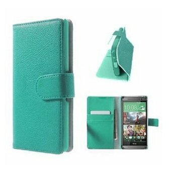 HTC One M8 Hoesje Met Pasjeshouder Bookcase Turquoise
