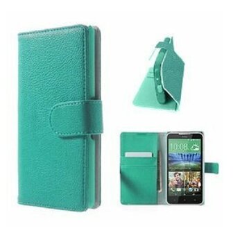 HTC Desire 516 Hoesje Met Pasjeshouder Bookcase Turquoise