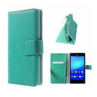 Sony Xperia M4 Aqua Hoesje Met Pasjeshouder Bookcase Turquoise