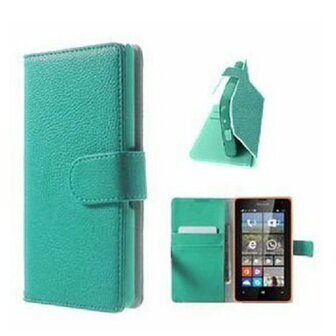 Microsoft Lumia 435 Hoesje Met Pasjeshouder Bookcase Turquoise