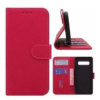 Samsung S10 Hoesje Met Pasjeshouder Bookcase Roze